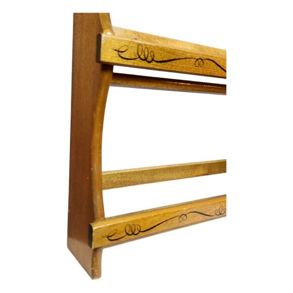 Vintage Wagner and Sons Spice Rack 2 Tier Wood Shelf Wall or Free Stand - Picture 14 of 16